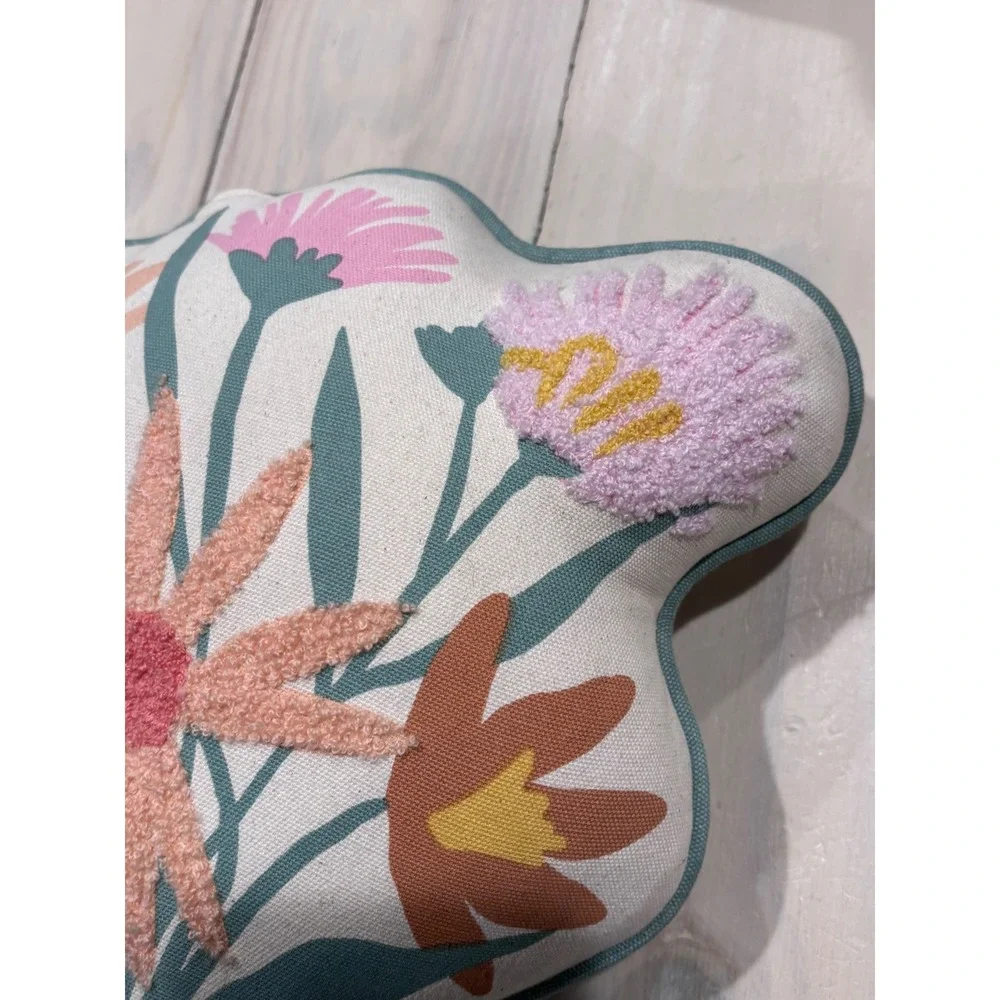 Pillowfort Flower Bouquet Shaped Decorative Pillow Embroidered Bee Kids Decor